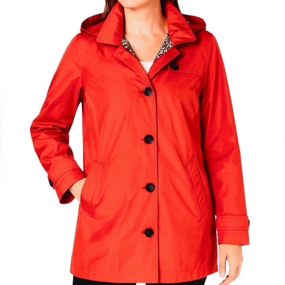 Weatherproof Red Hooded Trench Coat